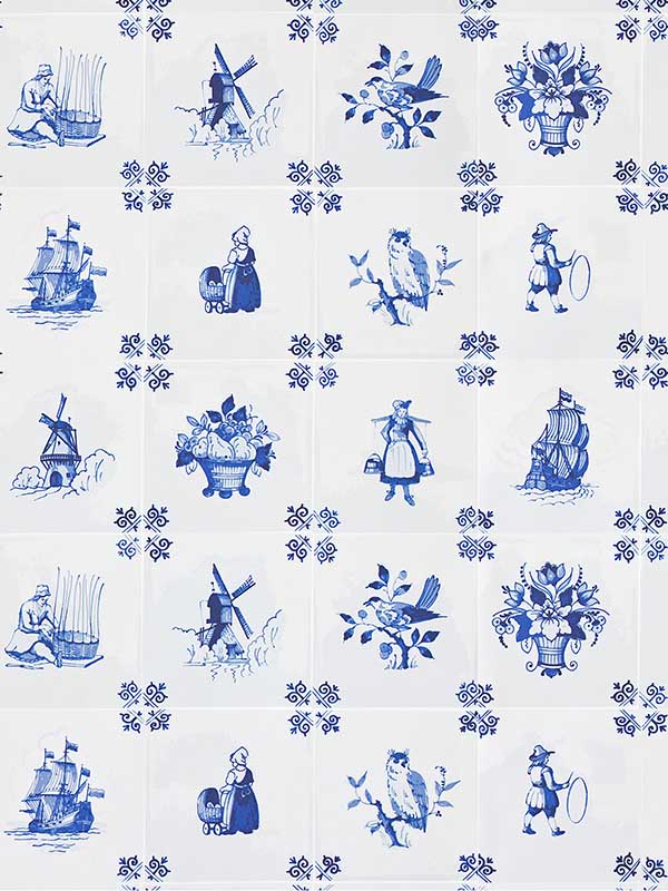 Tile Play Blue Wallpaper WTG-258498 by Scalamandre Wallpaper for sale at Wallpapers To Go