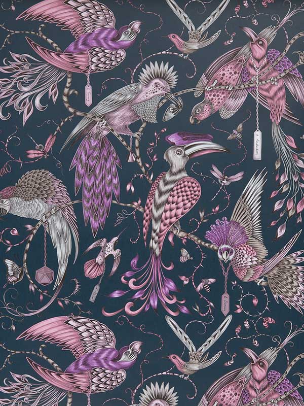 Audubon Pink Wallpaper WTG-259429 by Clarke and Clarke Wallpaper for sale at Wallpapers To Go