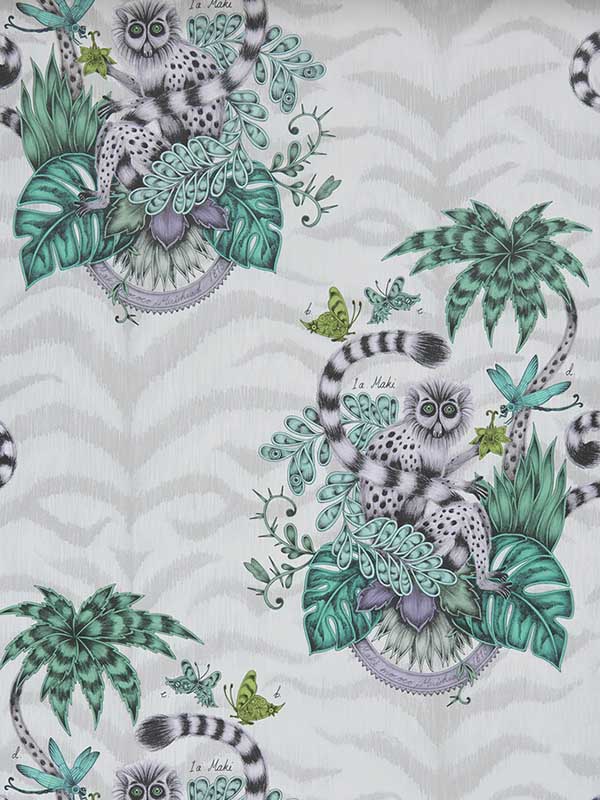 Lemur Jungle Wallpaper WTG-259447 by Clarke and Clarke Wallpaper for sale at Wallpapers To Go