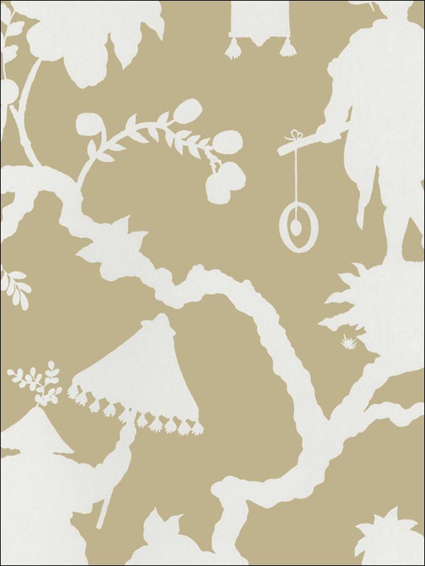 Shantung Silhouette Print Sand Wallpaper 5005150 by Schumacher Wallpaper for sale at Wallpapers To Go