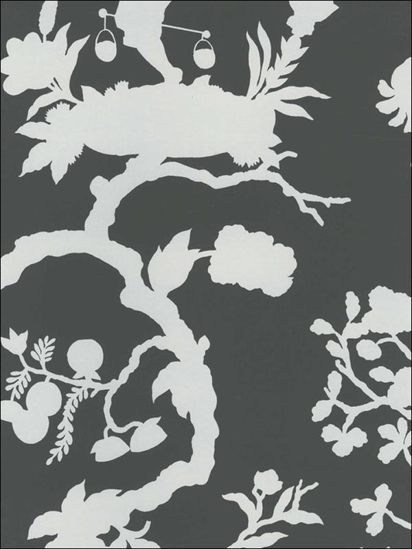 Shantung Silhouette Print Smoke Wallpaper 5005151 by Schumacher Wallpaper for sale at Wallpapers To Go