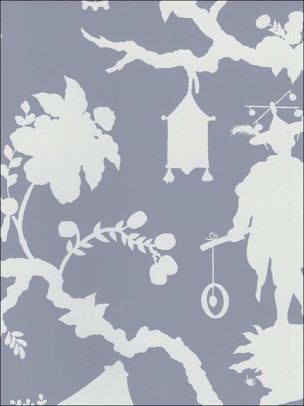 Shantung Silhouette Print Wisteria Wallpaper 5005152 by Schumacher Wallpaper for sale at Wallpapers To Go