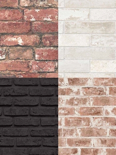Brick wallpaper is colorful and creates a rustic look